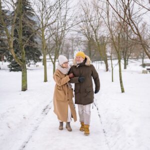 seniors snow walk